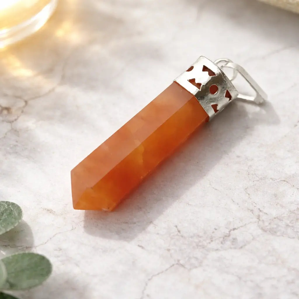 Orange Carnelian Pencil Pendant