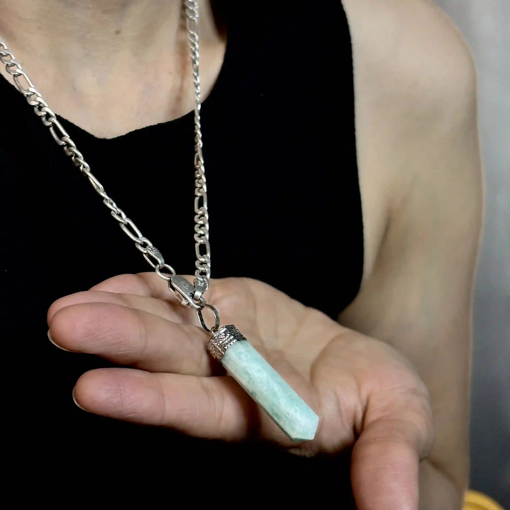 Person Wearing Amazonite Pencil Pendant