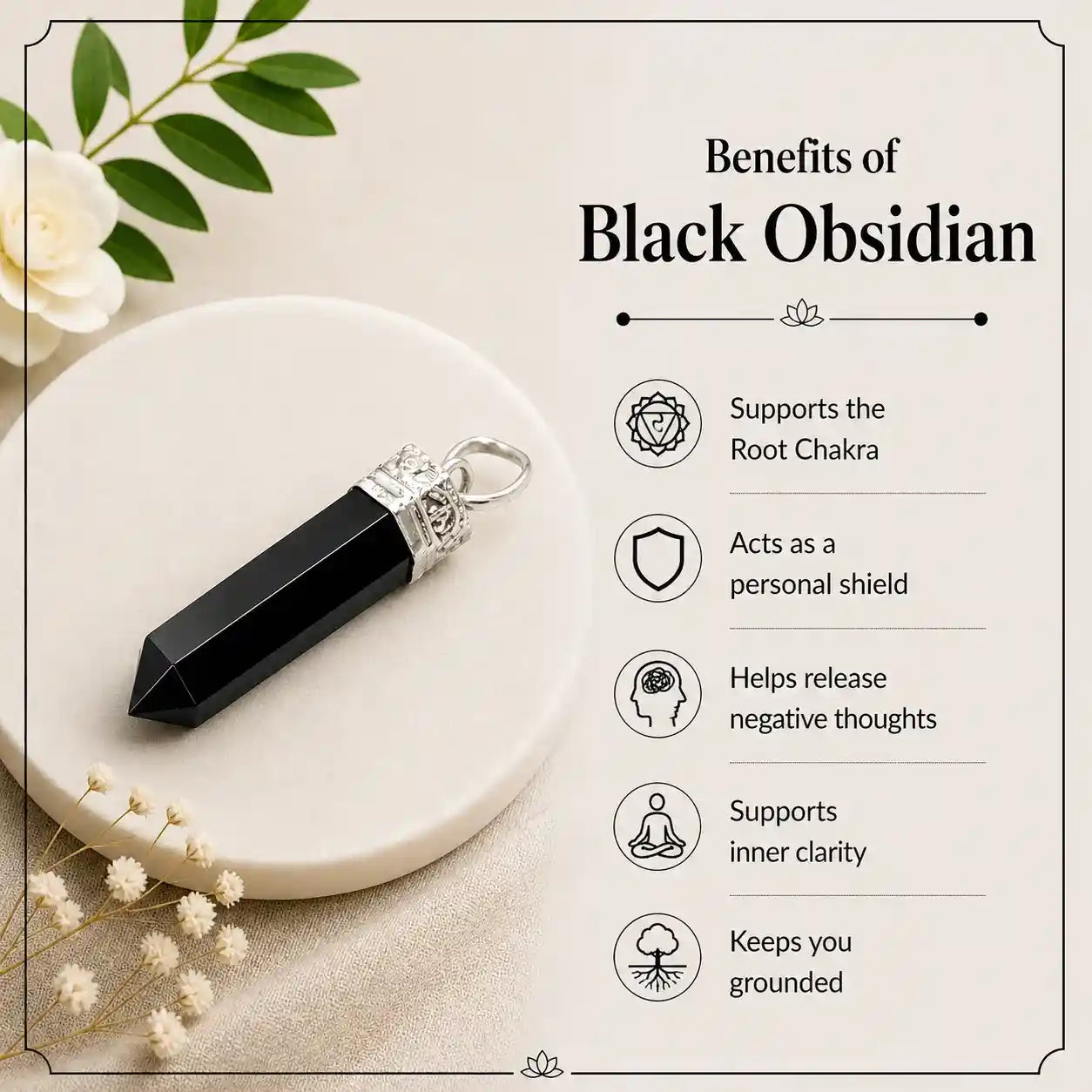 Black Obsidian Pencil Pendant