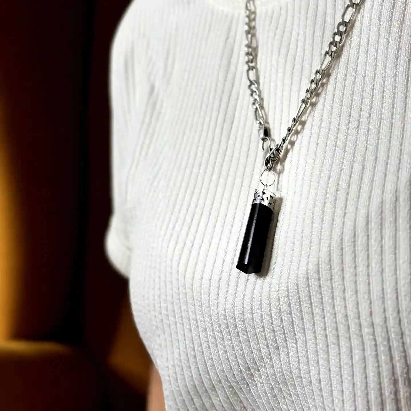 Black Tourmaline Pencil Pendant
