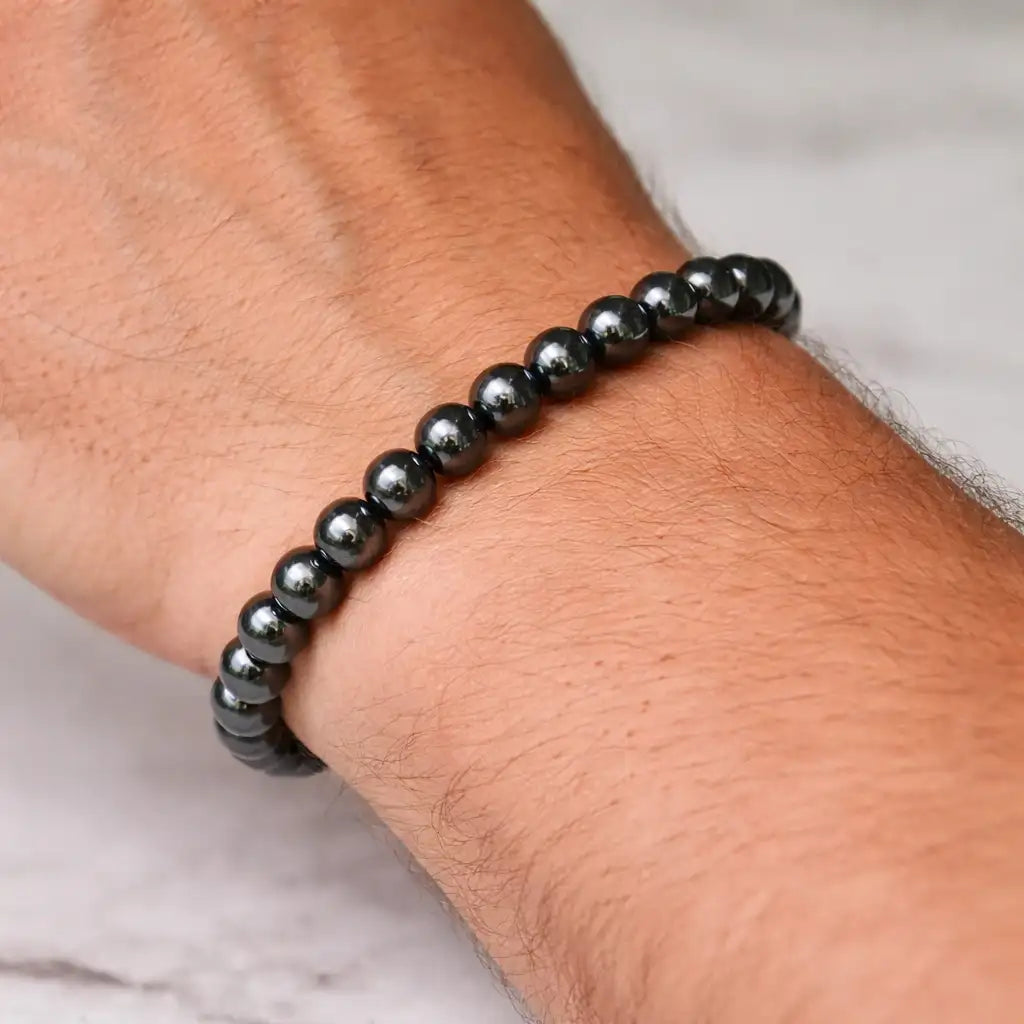 Person Wearing Hematite Bracelet