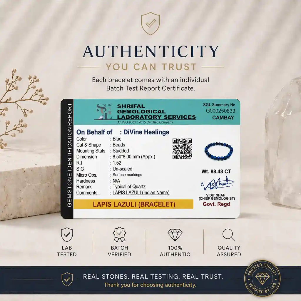 Authenticity Certificate for Lapis Lazauli Bracelet