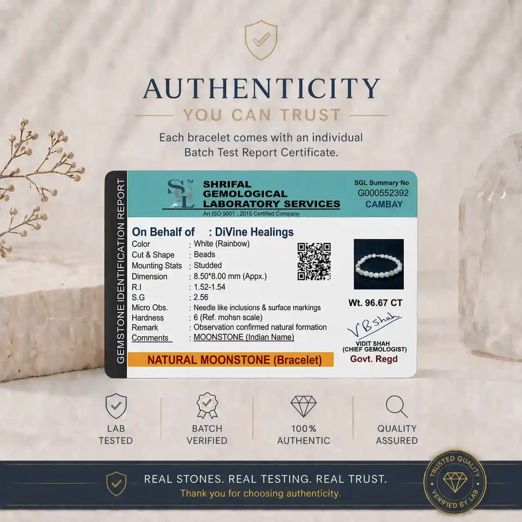 Authenticity Certificate for Moonstone Bracelet