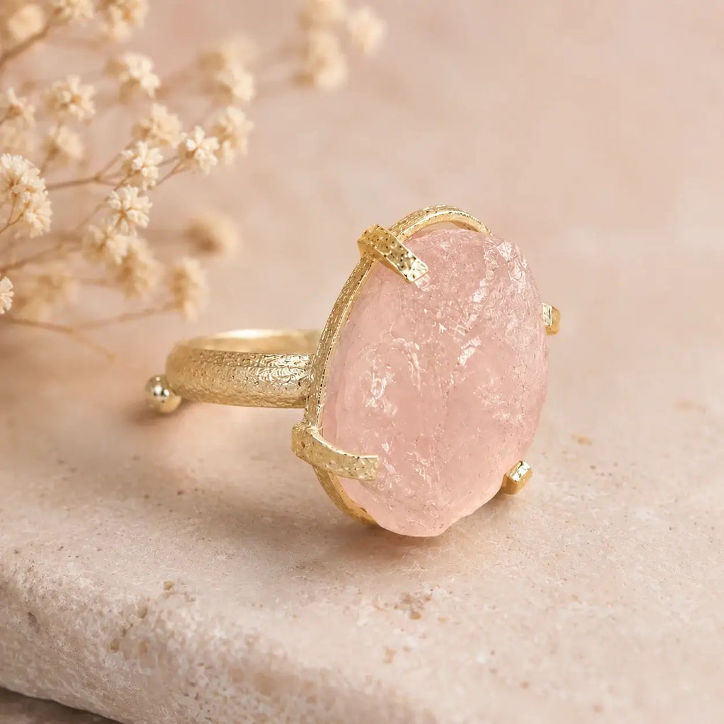 Raw Rose Quartz Ring