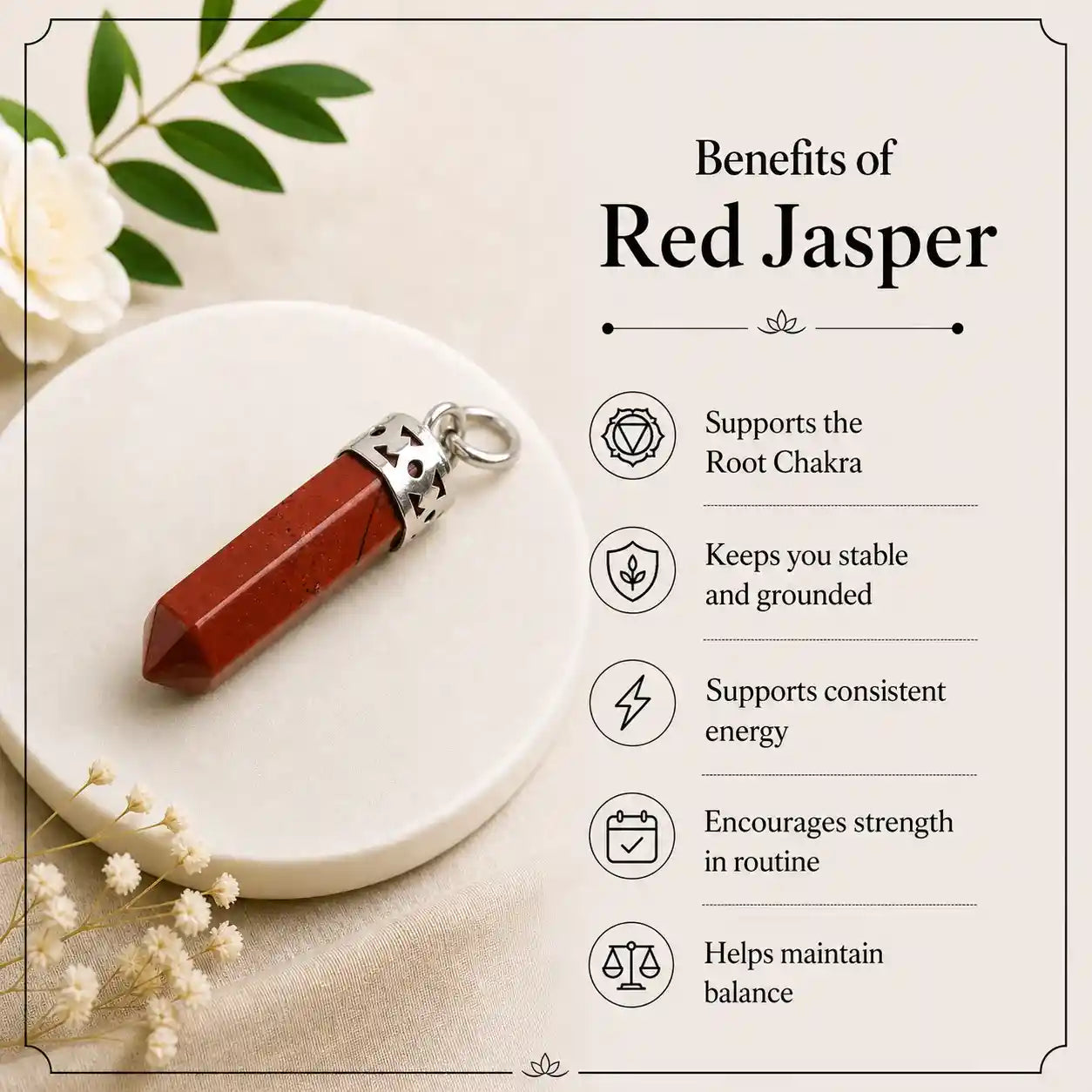 Red Jasper Pencil Pendant
