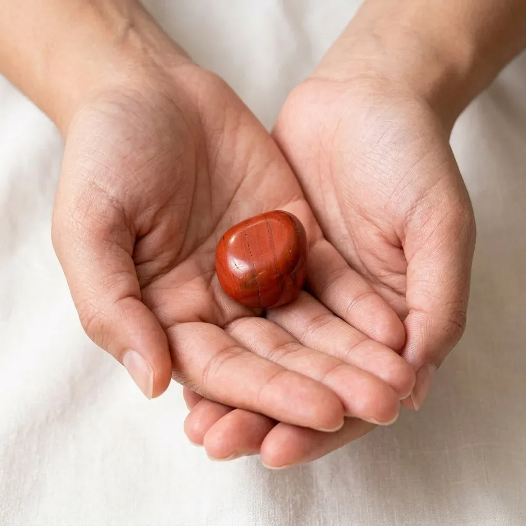 Red Jasper Stone Held in Hand