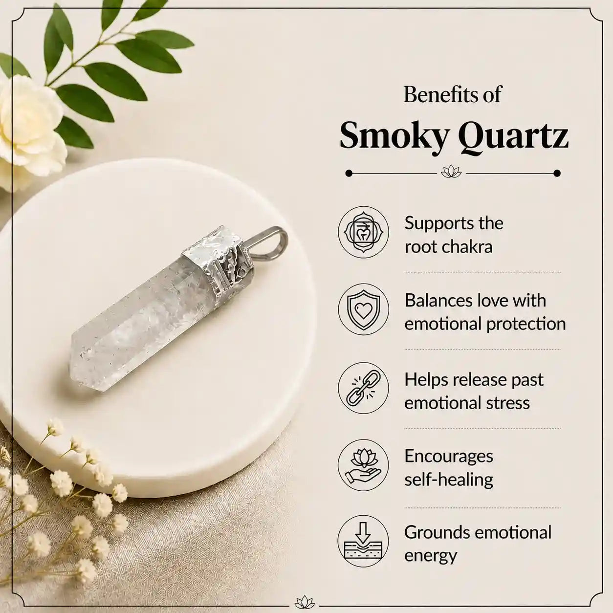 Benefits of Smoky Quartz Pencil Pendant
