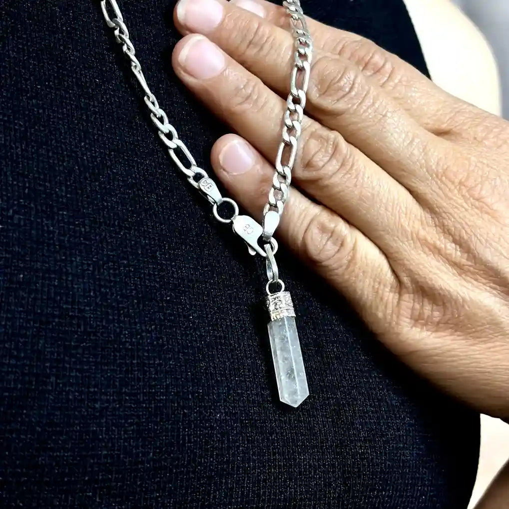 Person Wearing Smoky Quartz Pencil Pendant